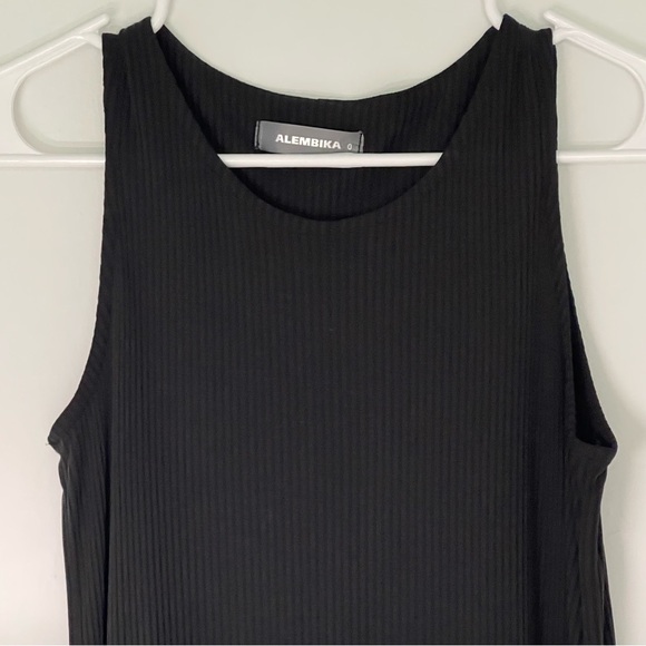 Alembika Ribbed Knit Slip Dress in Black - Picture 2 of 8